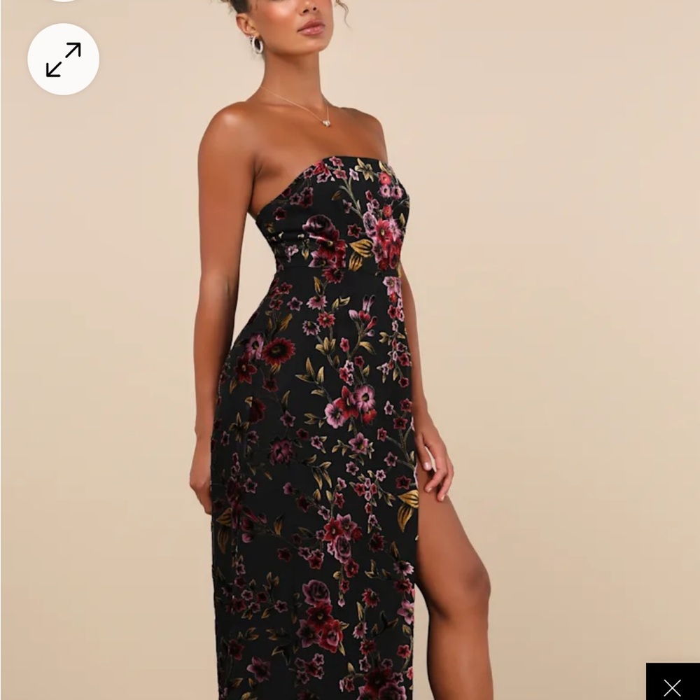 Lulu's floral Black and Pink Slit for Wedding Guest